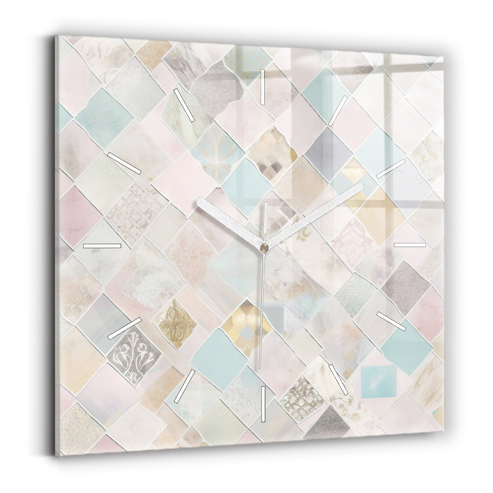 Ceas pătrat de perete din sticlă Plăci colorate