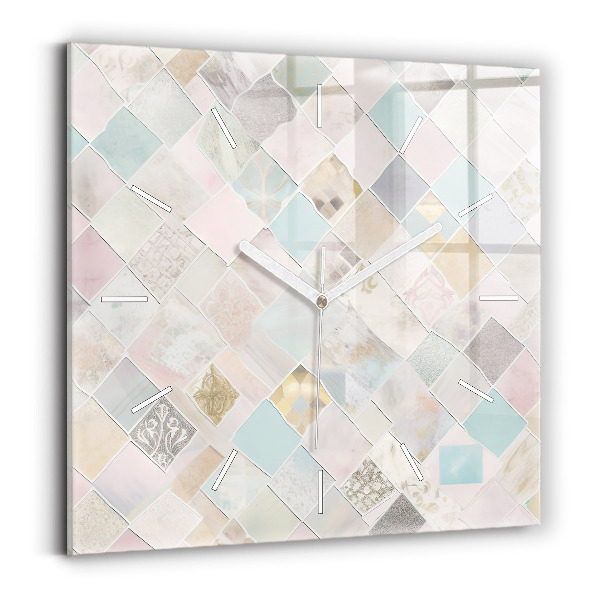 Ceas pătrat de perete din sticlă Plăci colorate