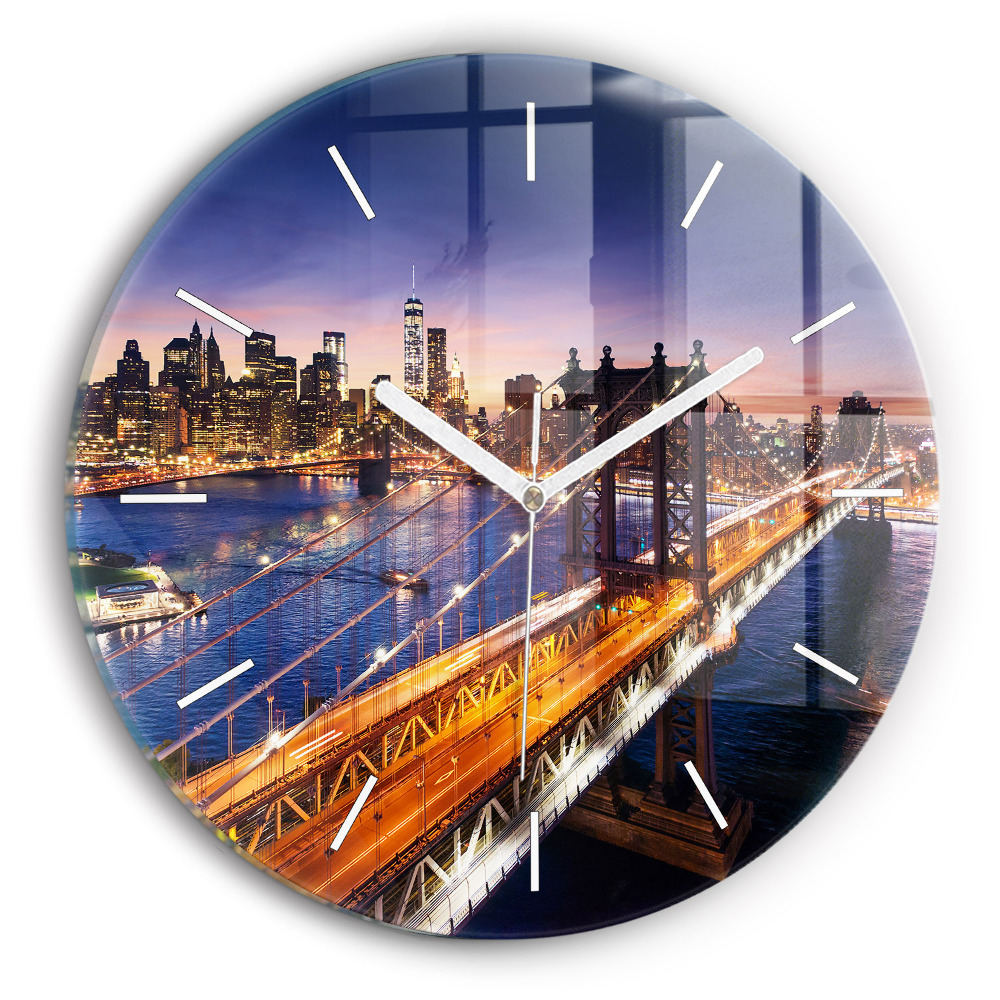 Ceas perete din sticlă rotund unic New York și apusul soarelui