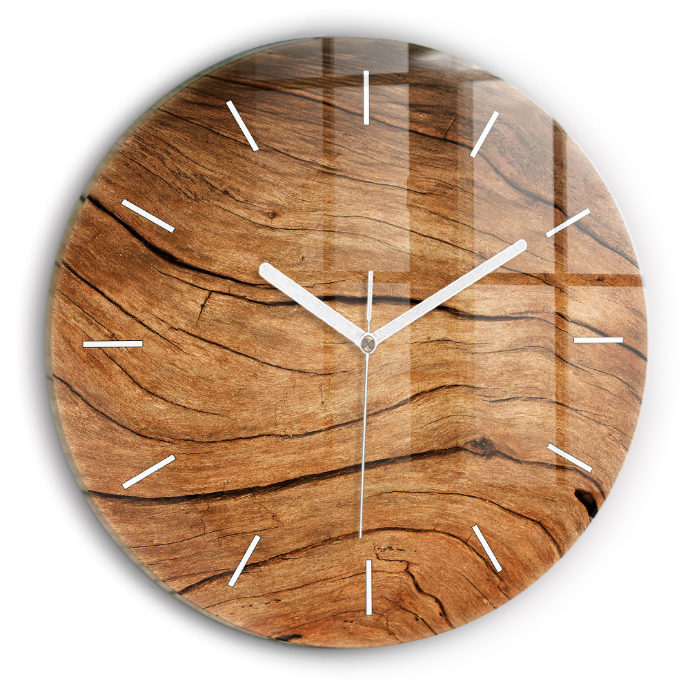 Ceas rotund de perete din sticlă unic Lemn vechi