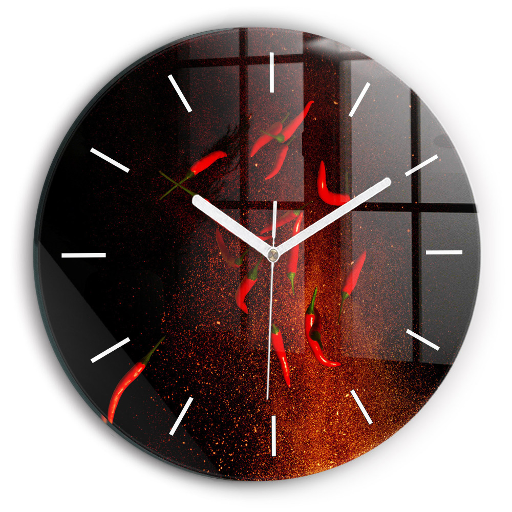 Ceas rotund de perete din sticlă unic Ardei iute