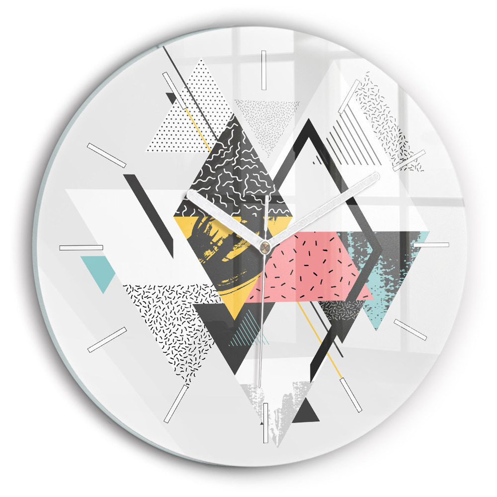 Ceas rotund de perete din sticlă unic Model geometric