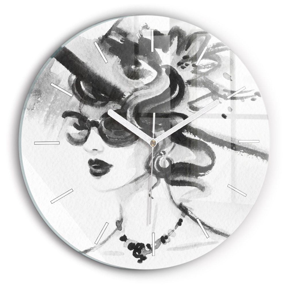 Ceas rotund de perete din sticlă unic femeie la modă