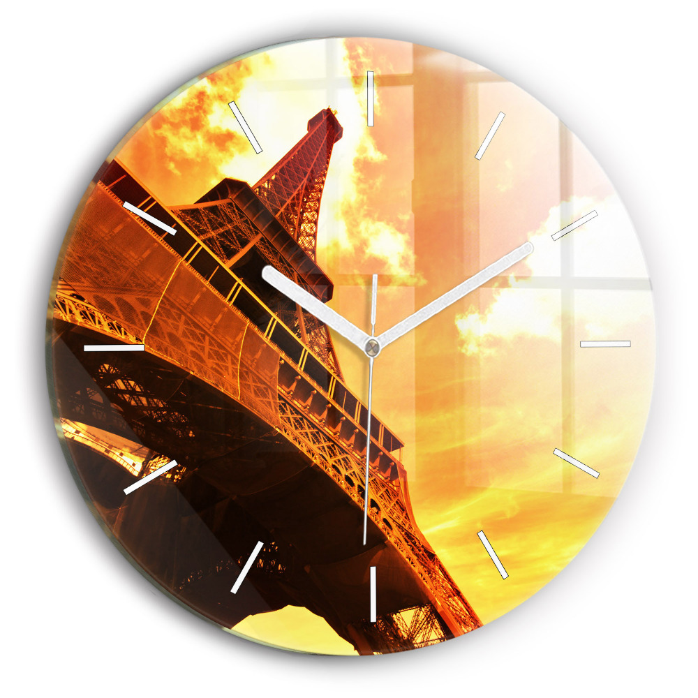 Ceas perete din sticlă rotund unic Turnul Eiffel din Paris