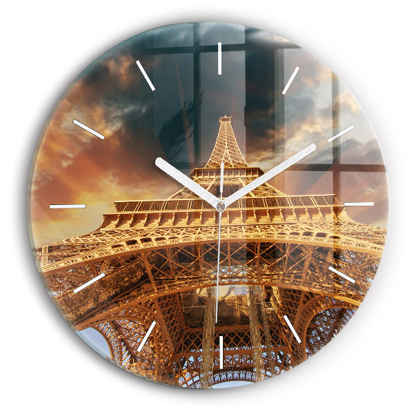 Ceas rotund de perete din sticlă unic Turnul Eiffel