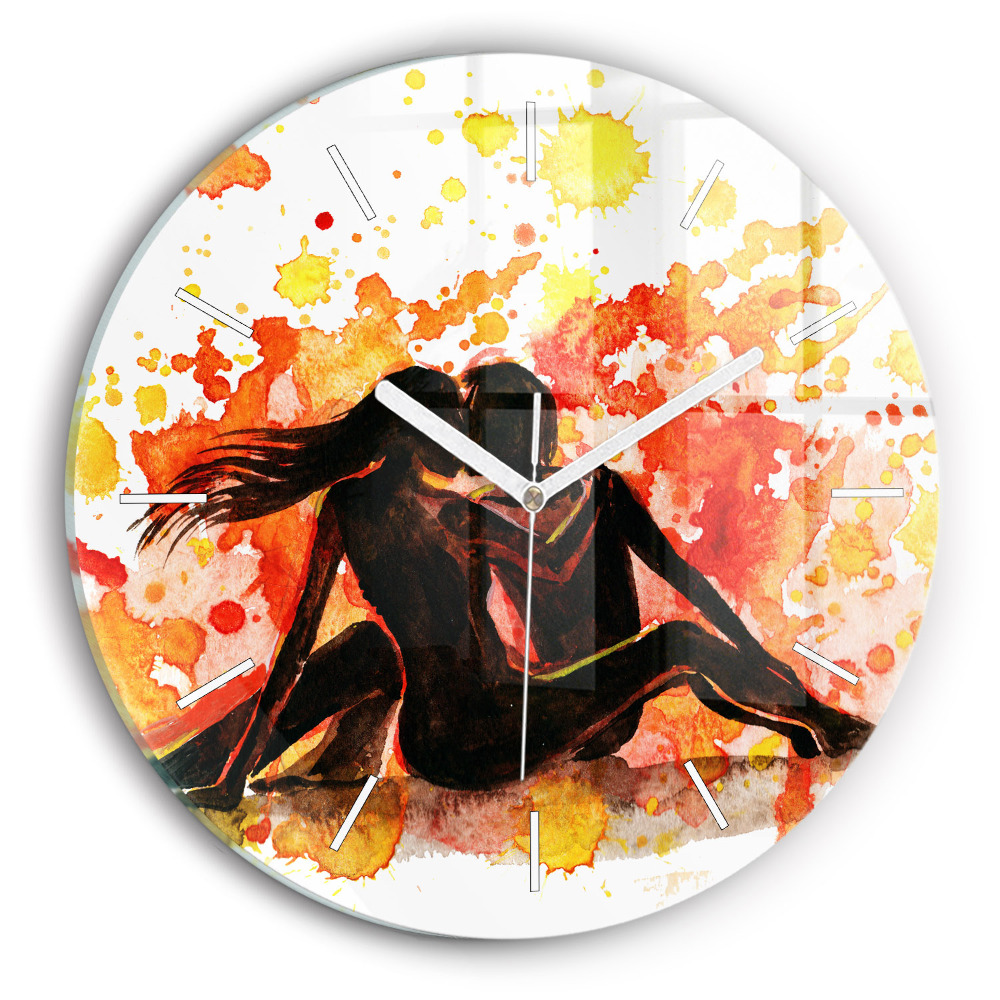 Ceas rotund de perete din sticlă unic Dragoste și un cuplu îndrăgostit