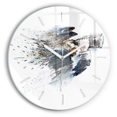 Ceas perete din sticlă rotund unic Căpitan cu binoclu