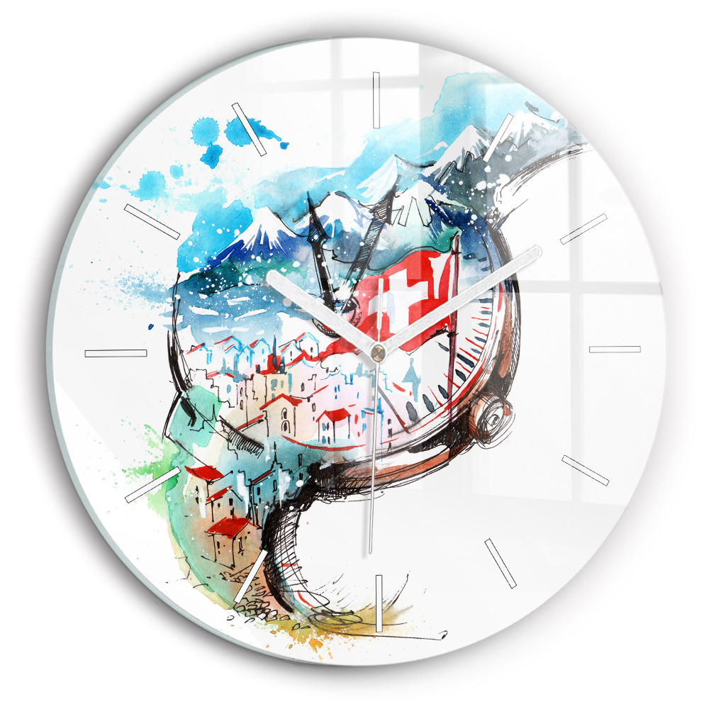 Ceas rotund de perete din sticlă unic ceas elvețian
