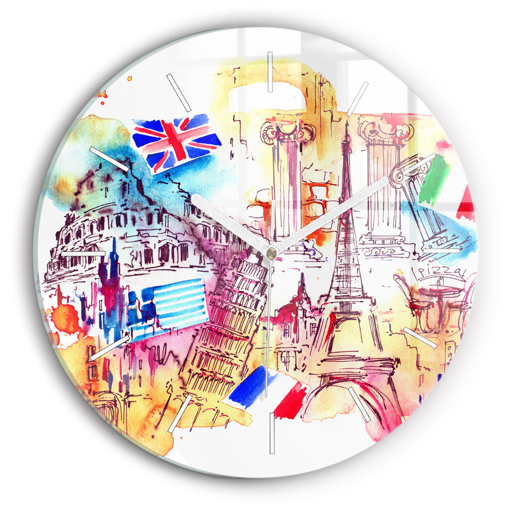 Ceas perete din sticlă rotund unic Țări atractive din lume