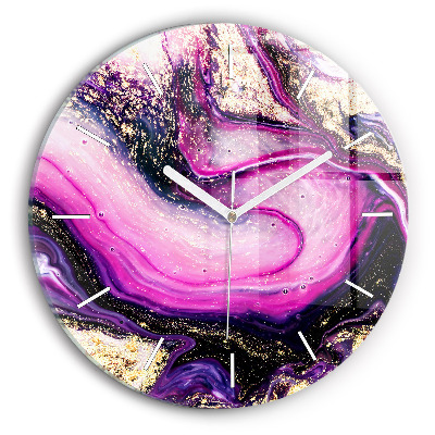 Ceas perete din sticlă rotund unic Marmură abstractă