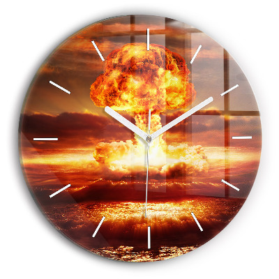 Ceas perete din sticlă rotund unic Explozia bombei atomice
