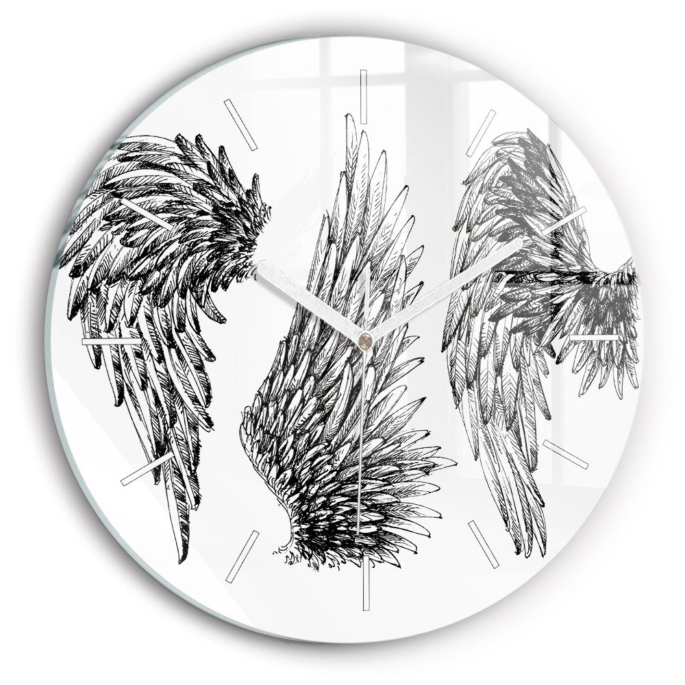 Ceas perete din sticlă rotund unic Aripi de înger