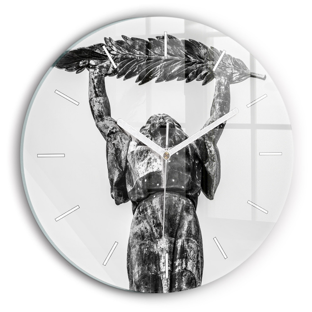 Ceas rotund de perete din sticlă unic Statuia Libertății din Budapesta