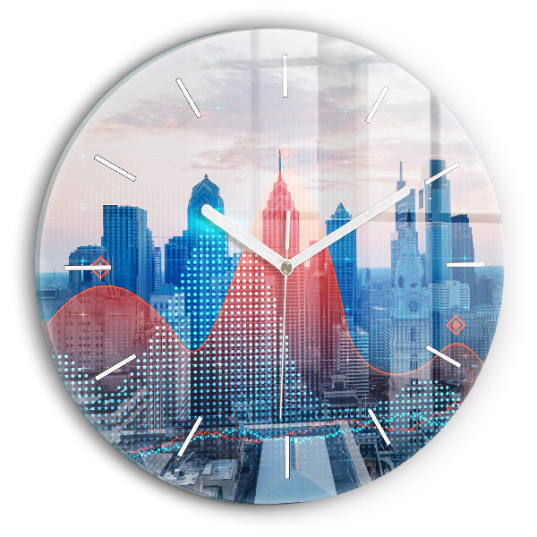 Ceas perete din sticlă rotund unic Zgârie-nori din Philadelphia