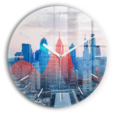 Ceas perete din sticlă rotund unic Zgârie-nori din Philadelphia