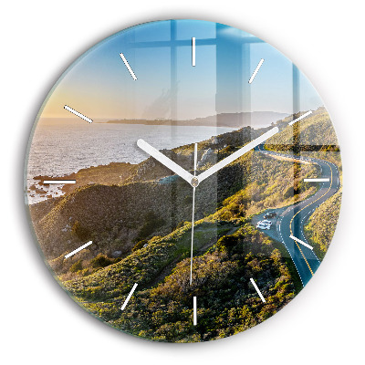 Ceas perete din sticlă rotund unic Drumul spre San Francisco