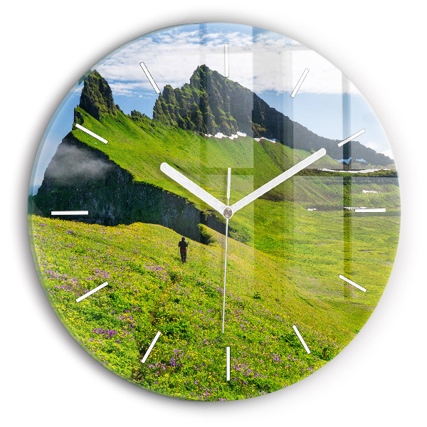 Ceas rotund de perete din sticlă unic Rezervația Hornstrandir din Islanda