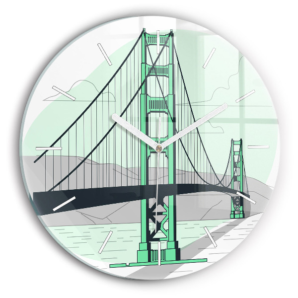 Ceas perete din sticlă rotund unic Podul Verde