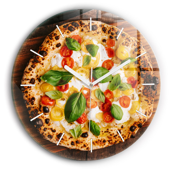 Ceas rotund de perete din sticlă unic pizza italiană