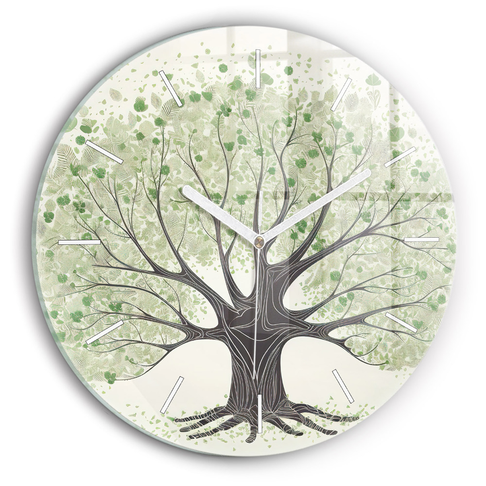 Ceas perete din sticlă rotund unic Natura copacilor mari