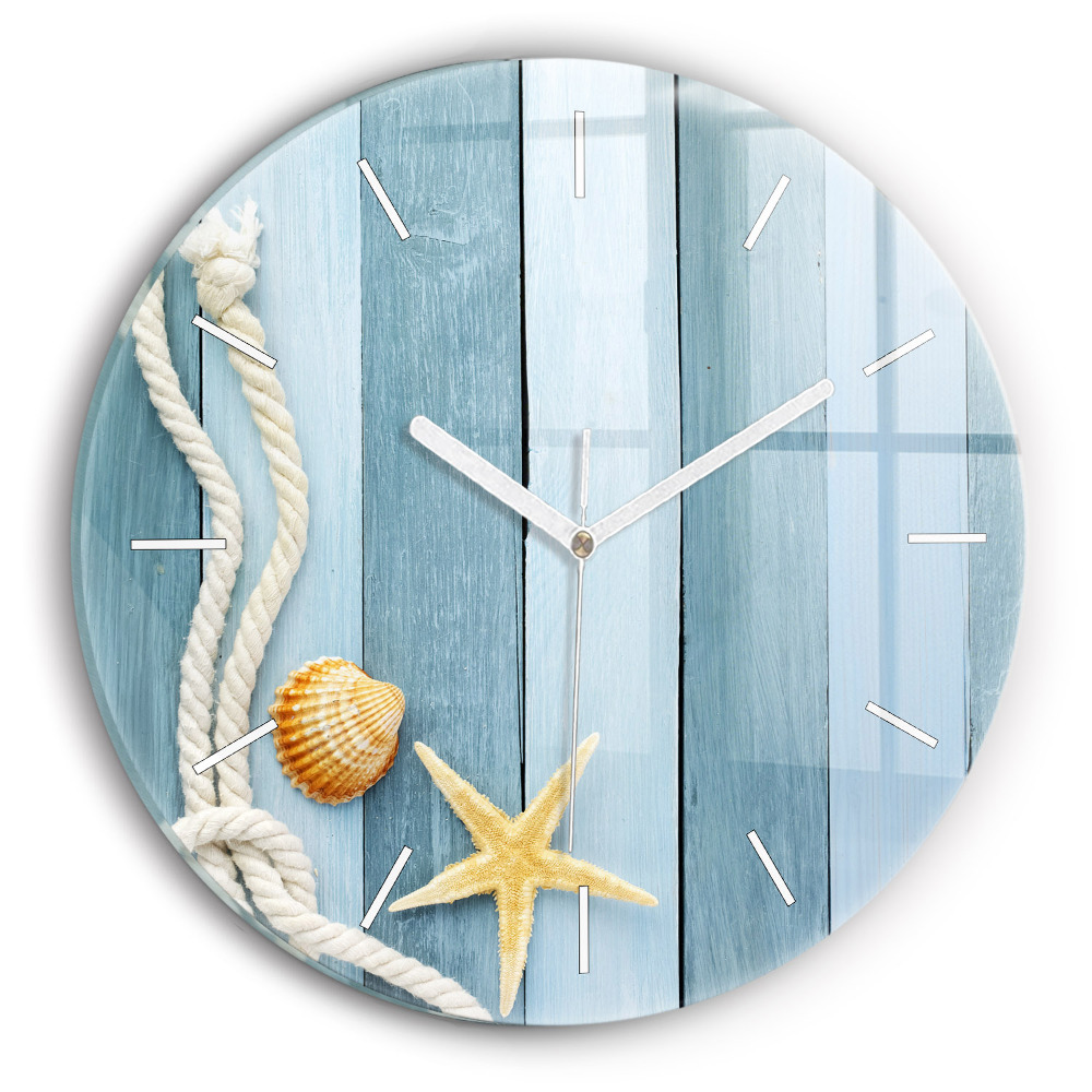 Ceas rotund de perete din sticlă unic Dungi și coajă de plăci