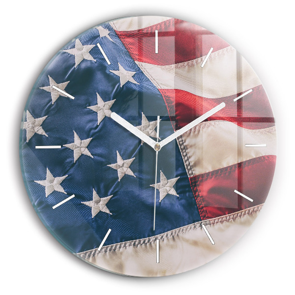 Ceas perete din sticlă rotund unic steagul american
