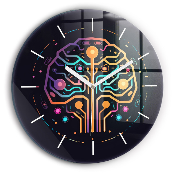 Ceas perete din sticlă rotund unic Abstracție colorată