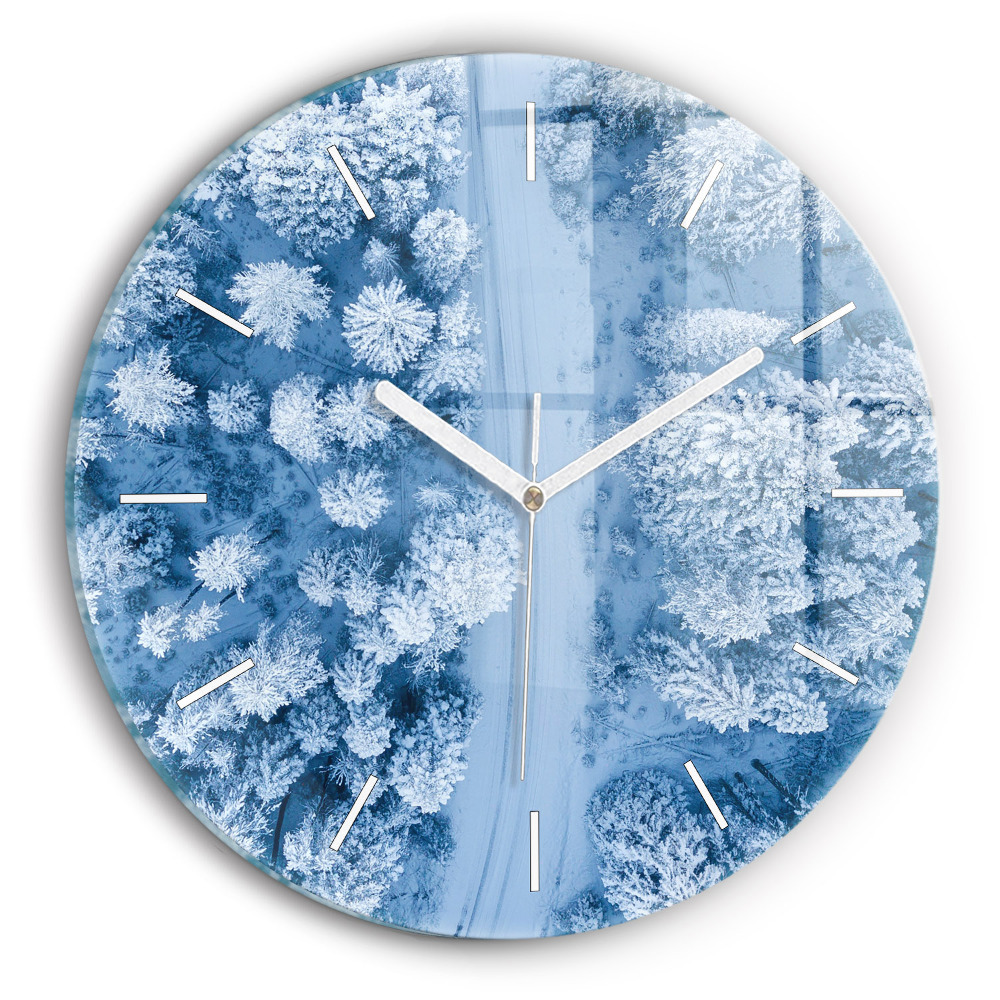 Ceas perete din sticlă rotund unic Pădurea văzută dintr-o dronă