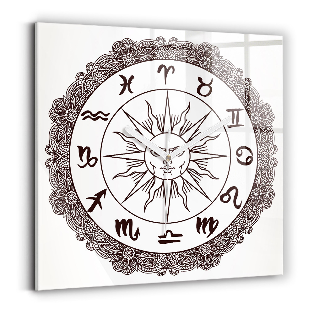 Ceas pătrat de perete din sticlă decorativ Zodiace decorative