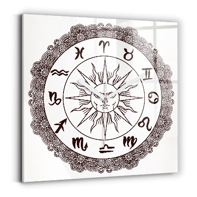 Ceas pătrat de perete din sticlă decorativ Zodiace decorative