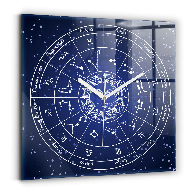 Ceas pătrat de perete din sticlă decorativ Constelații zodiacale
