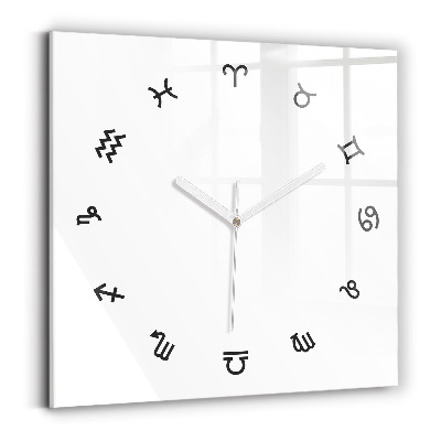 Ceas pătrat de perete din sticlă decorativ Zodiace minimaliste