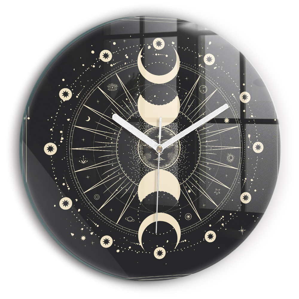 Ceas rotund de perete din sticlă modern Luni și soare