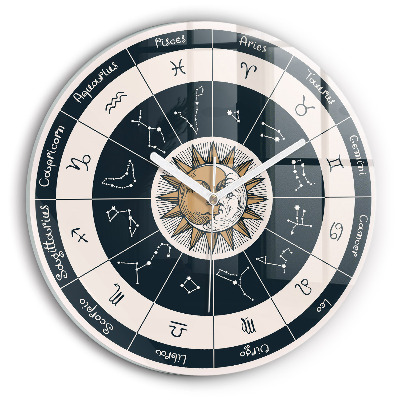 Ceas rotund de perete din sticlă modern Constelații zodiacale