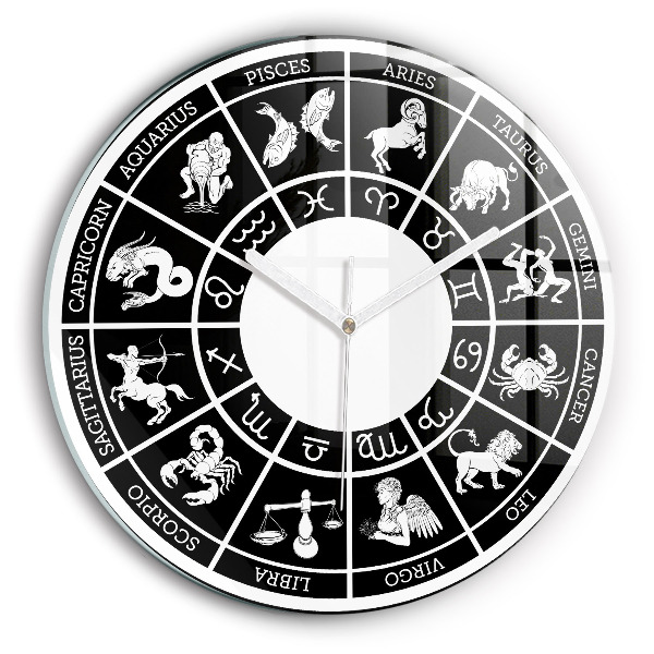 Ceas rotund de perete din sticlă modern Zodiac